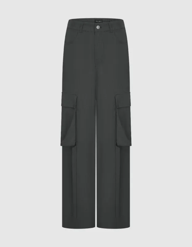 Multi-Pocket Wide-Leg Pants sold by Urban Revivo