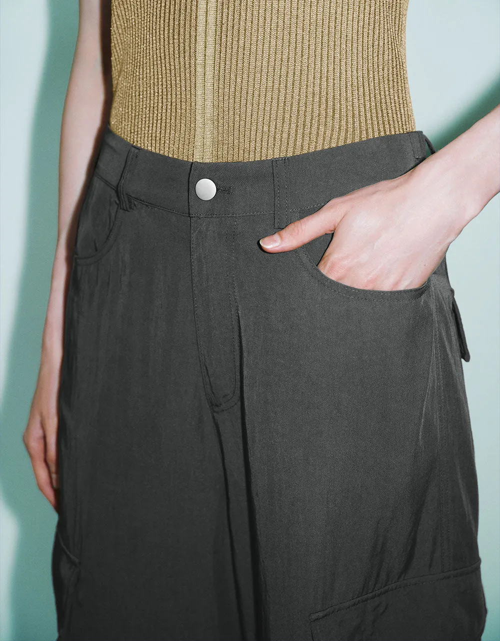 Multi-Pocket Wide-Leg Pants sold by Urban Revivo product image thumbnail 5