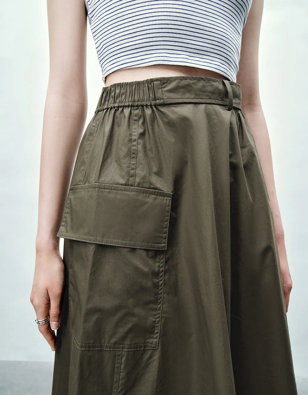 Elastic Waist Midi A-Line Skirt sold by Urban Revivo product image thumbnail 5