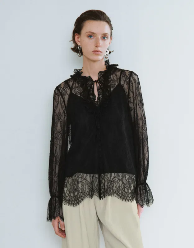 Mesh Tie Front Overhead Shirt sold by Urban Revivo