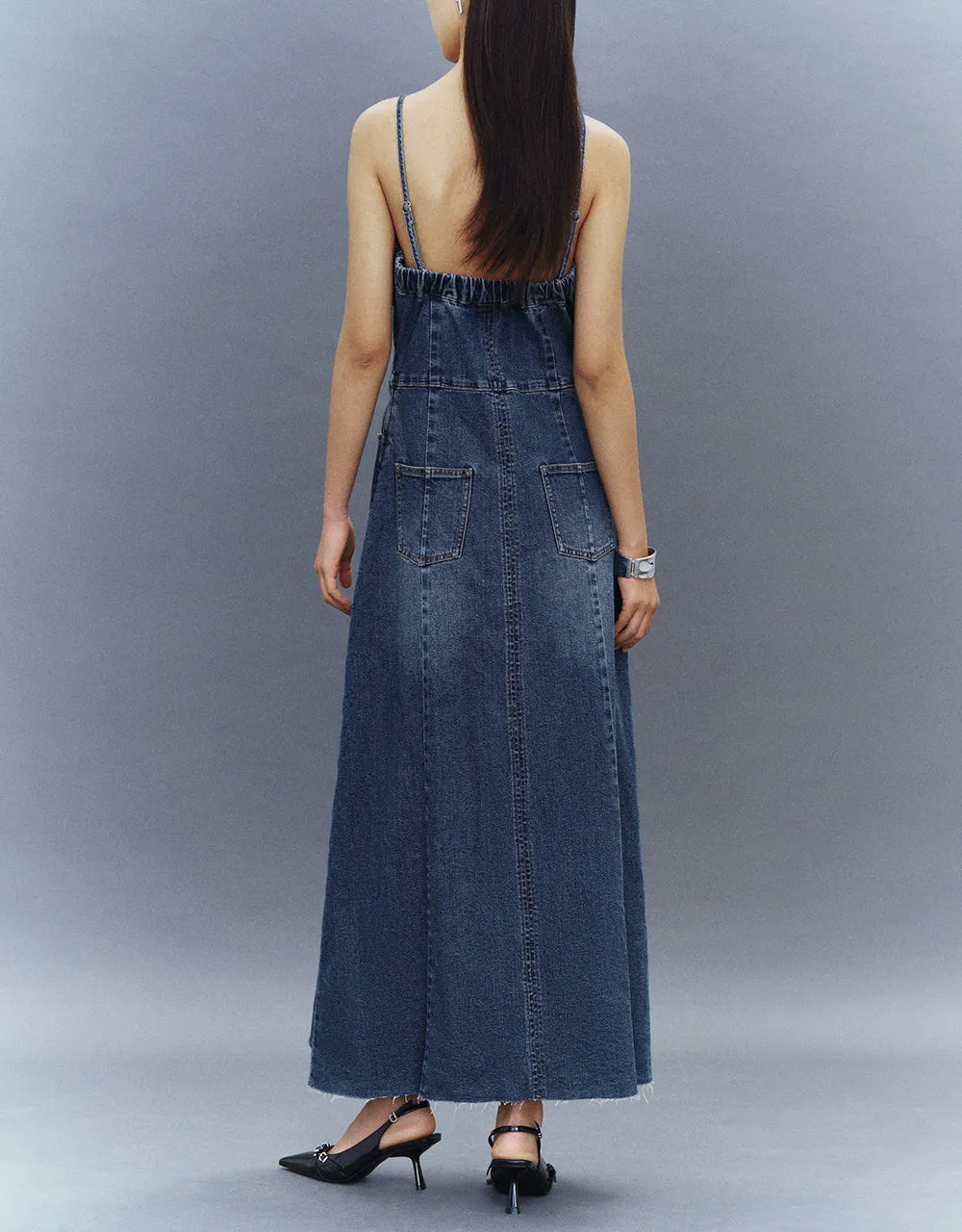 Skinny Off-Shoulder Denim Cami Dress sold by Urban Revivo product image thumbnail 5
