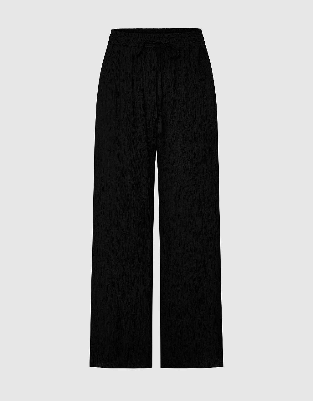 Textured Drawstring Waist Wide-Leg Pants sold by Urban Revivo