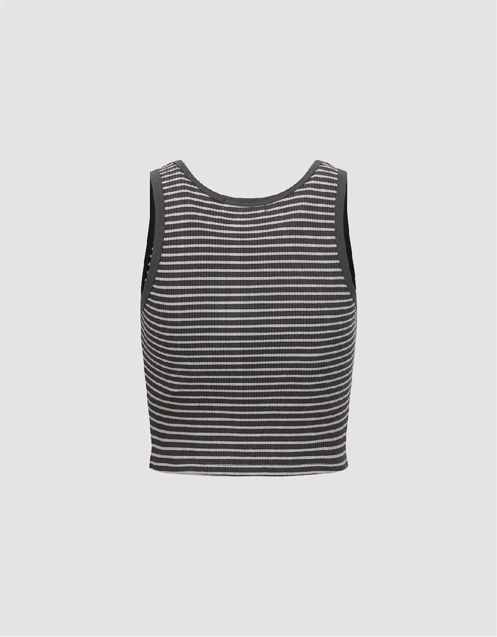 Striped Cropped Crew Neck Tank Top sold by Urban Revivo product image thumbnail 5