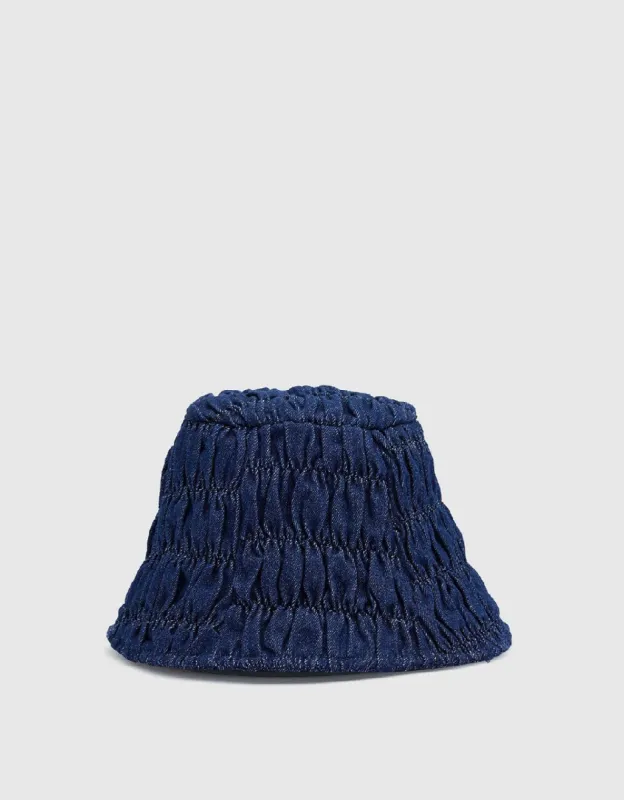 Shirred Denim Bucket Hat sold by Urban Revivo
