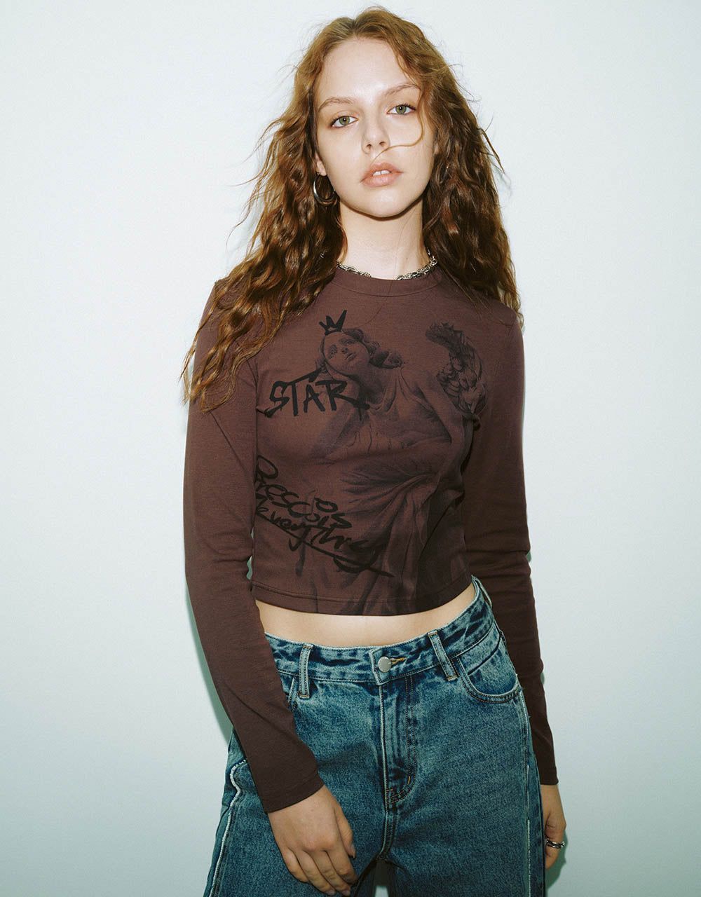 Printed Crew Neck Skinny T-Shirt sold by Urban Revivo