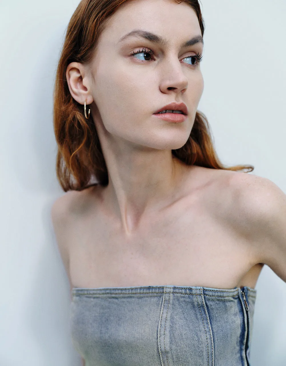 Off-Shoulder Denim Tube Top sold by Urban Revivo product image thumbnail 5