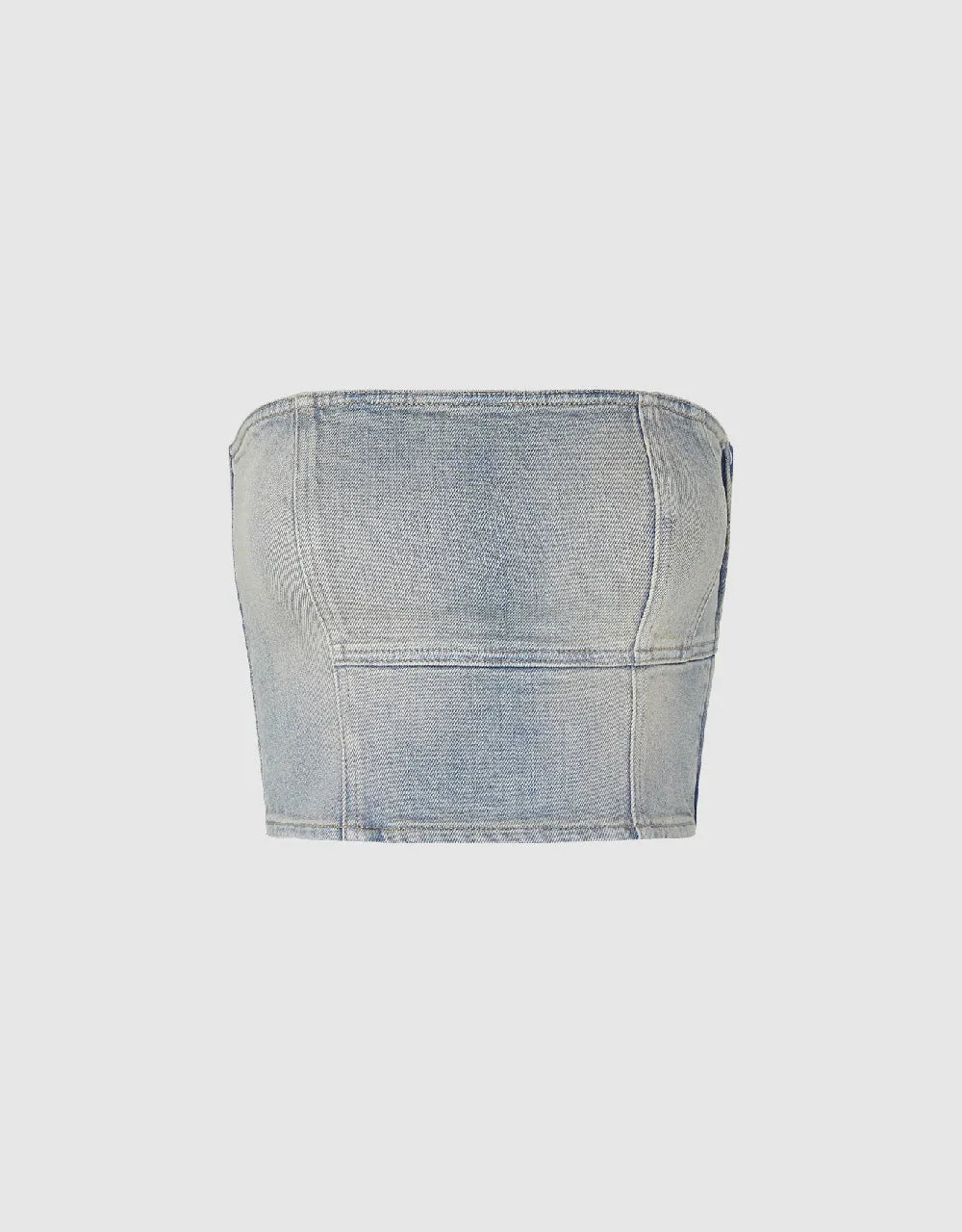 Off-Shoulder Denim Tube Top sold by Urban Revivo product image thumbnail 2
