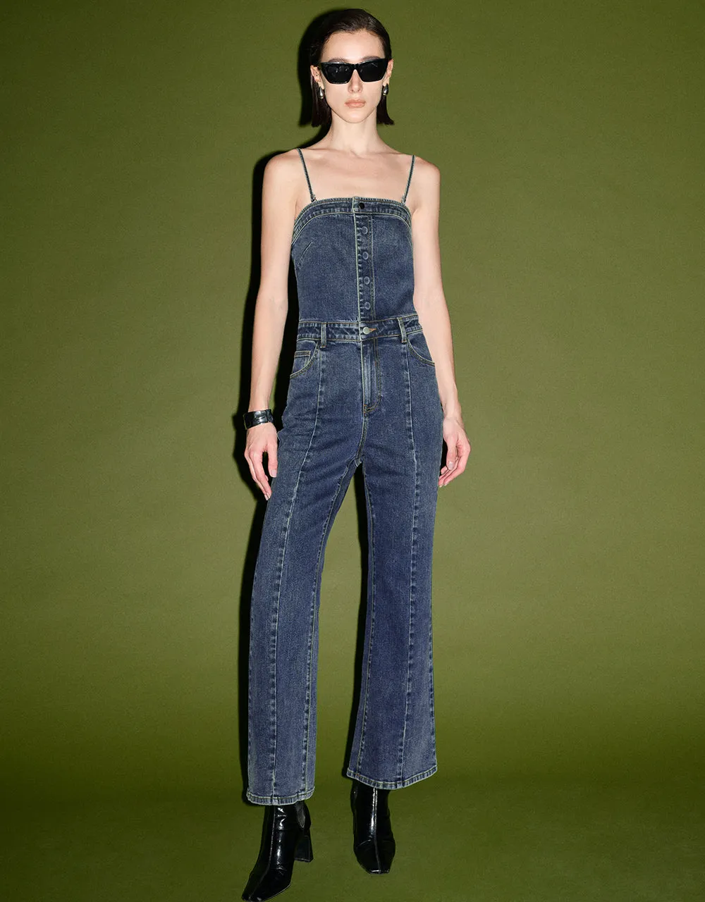 Sleeveless Off-Shoulder Denim Jumpsuit sold by Urban Revivo