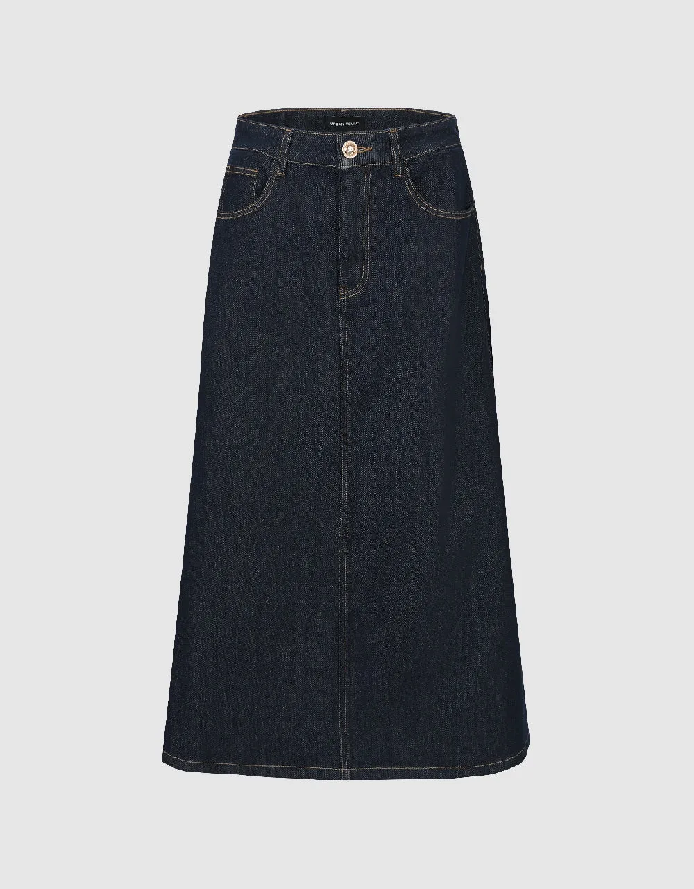 Midi A-Line Denim Skirt sold by Urban Revivo