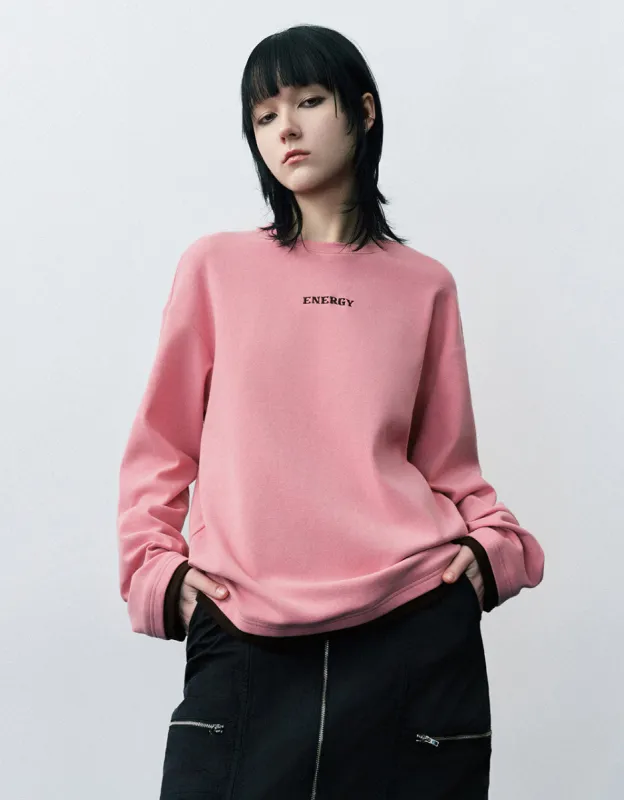 Letter Embossed Crew Neck Loose T-Shirt sold by Urban Revivo