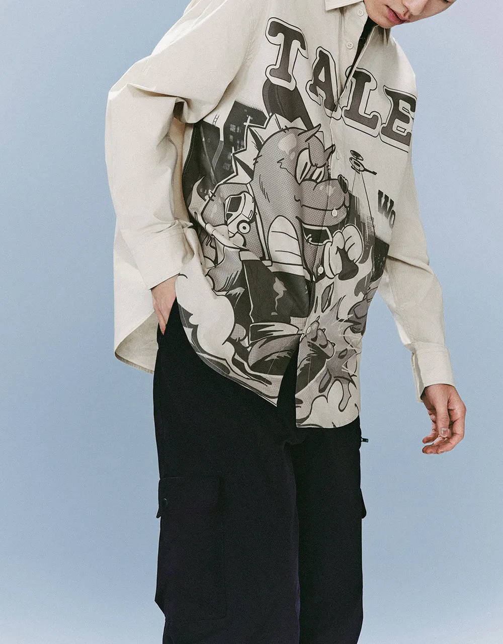 Printed Drop Shoulder Sleeve Loose Shirt sold by Urban Revivo product image thumbnail 3