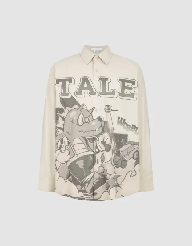 Printed Drop Shoulder Sleeve Loose Shirt sold by Urban Revivo