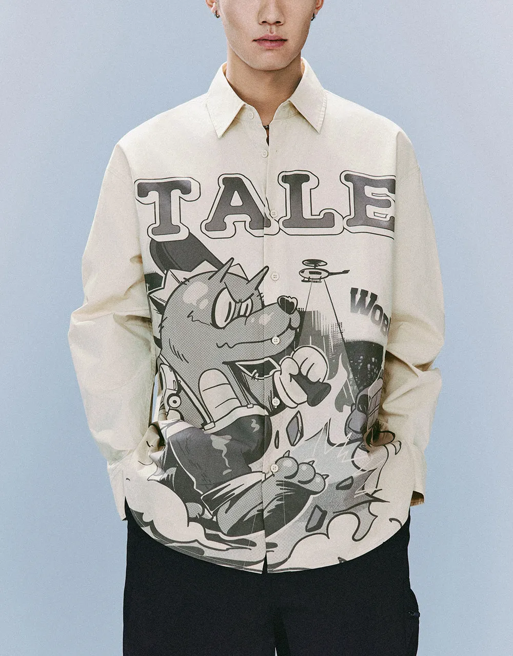 Printed Drop Shoulder Sleeve Loose Shirt sold by Urban Revivo product image thumbnail 2