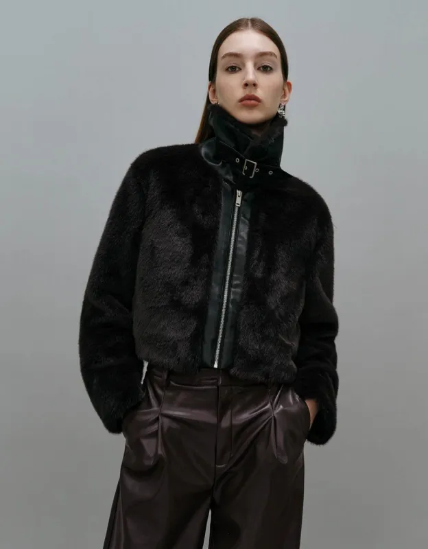 Zipper Front Furry Coat sold by Urban Revivo