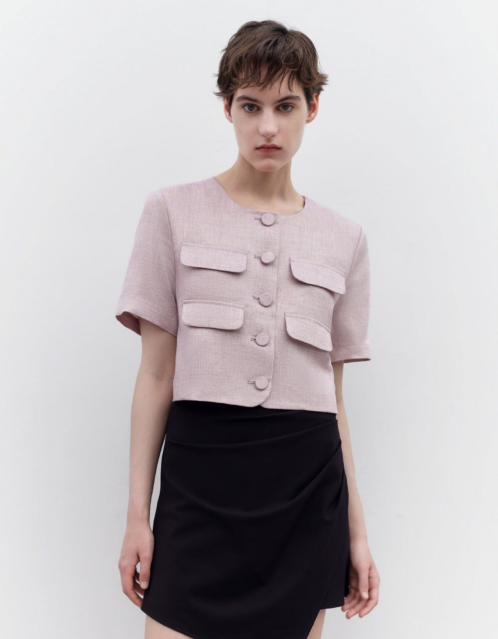 Short Sleeve Tweed Jacket sold by Urban Revivo