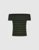 Striped Off-Shoulder Knitted T-Shirt sold by Urban Revivo