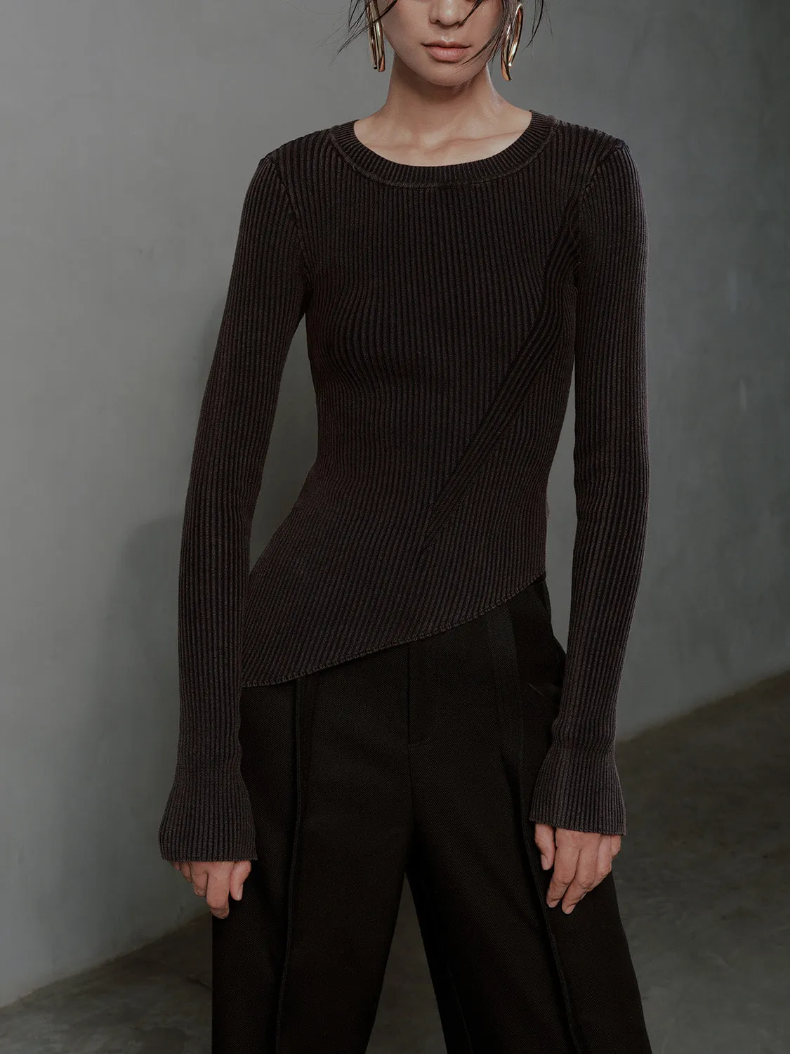 Crew Neck Skinny Knitted T-Shirt sold by Urban Revivo product image thumbnail 2