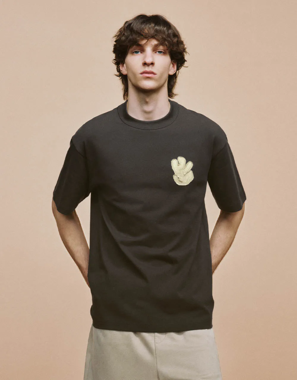 Embossed Crew Neck Loose T-Shirt sold by Urban Revivo