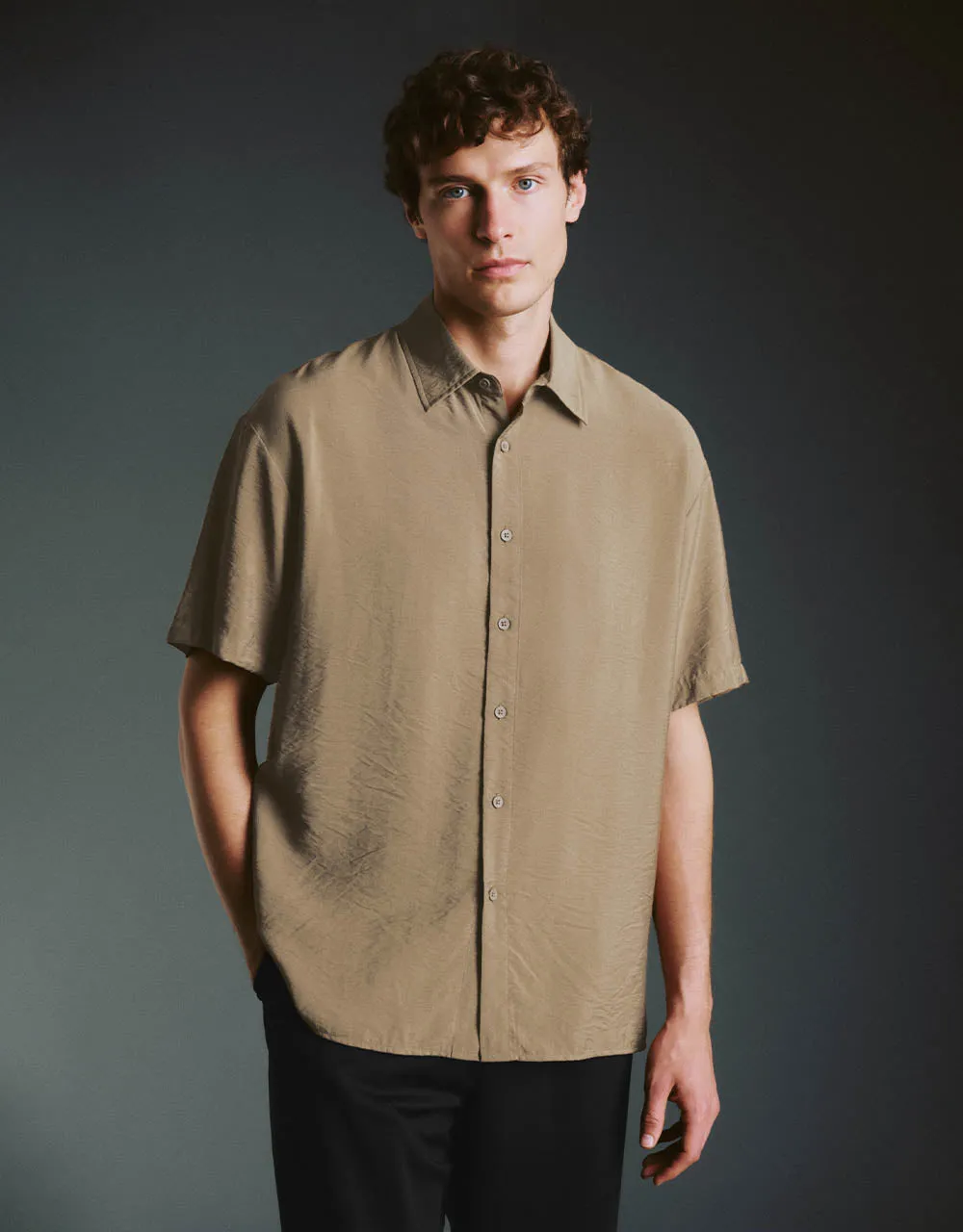 Button Up Loose A-Line Shirt sold by Urban Revivo