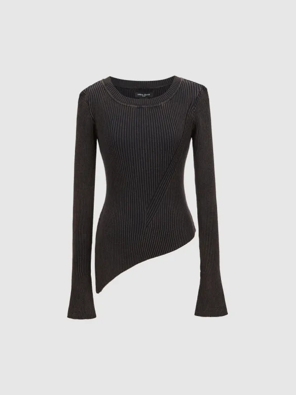 Crew Neck Skinny Knitted T-Shirt sold by Urban Revivo