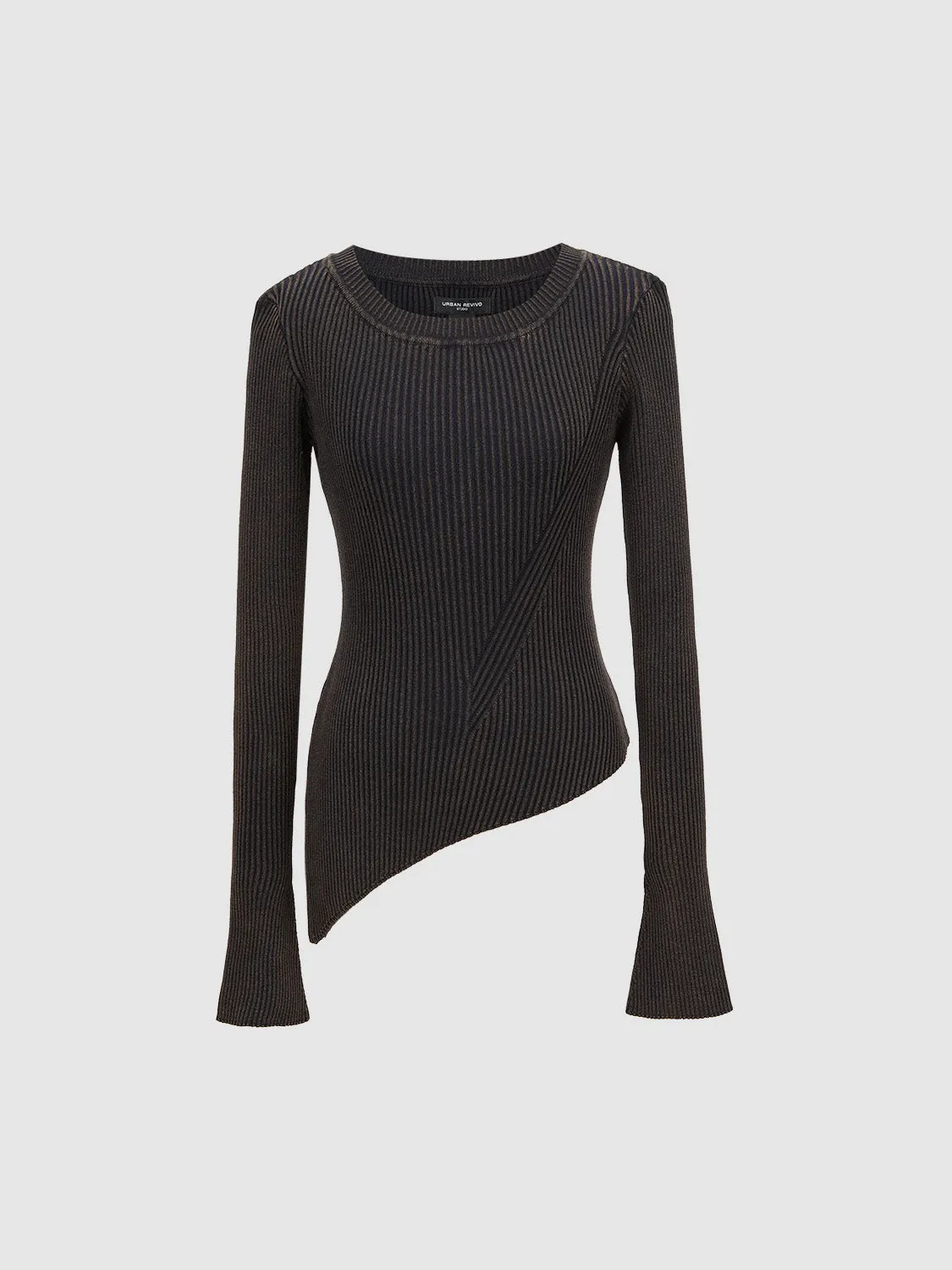 Crew Neck Skinny Knitted T-Shirt sold by Urban Revivo