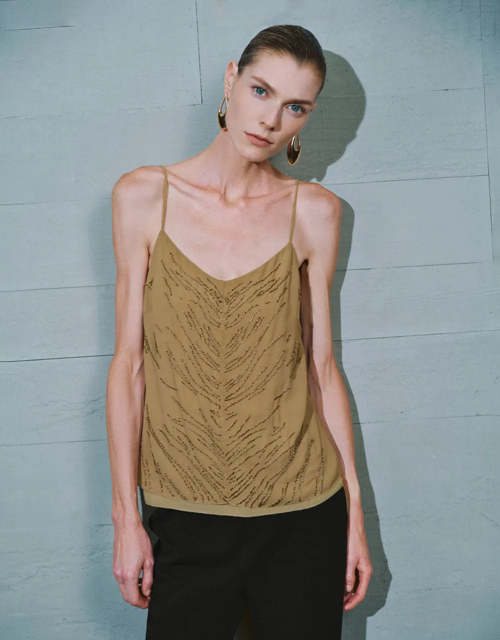 Textured V-Neck Cami Top sold by Urban Revivo