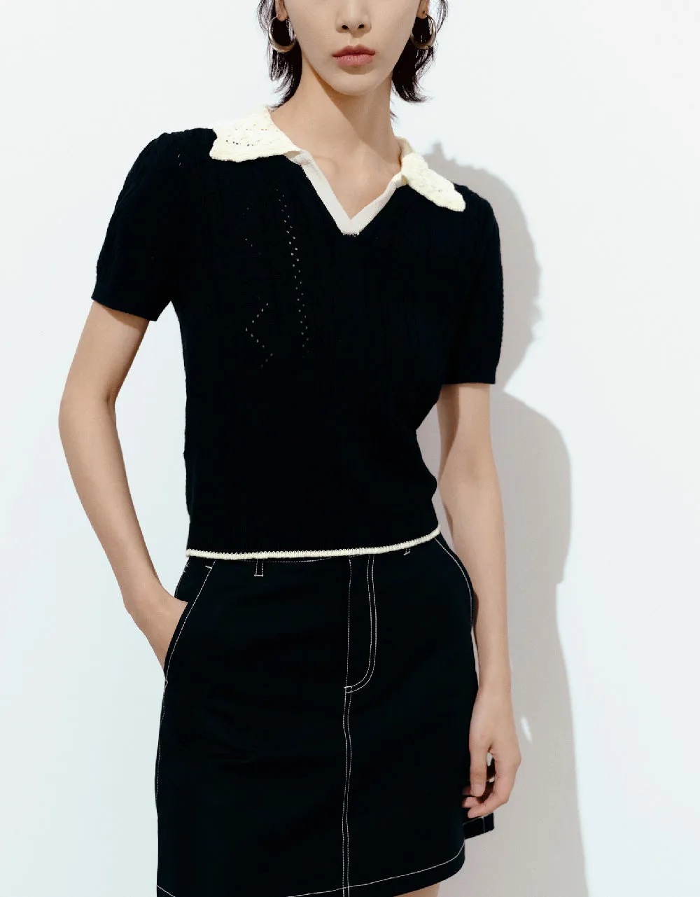 Lapel Knitted T-Shirt sold by Urban Revivo product image thumbnail 2