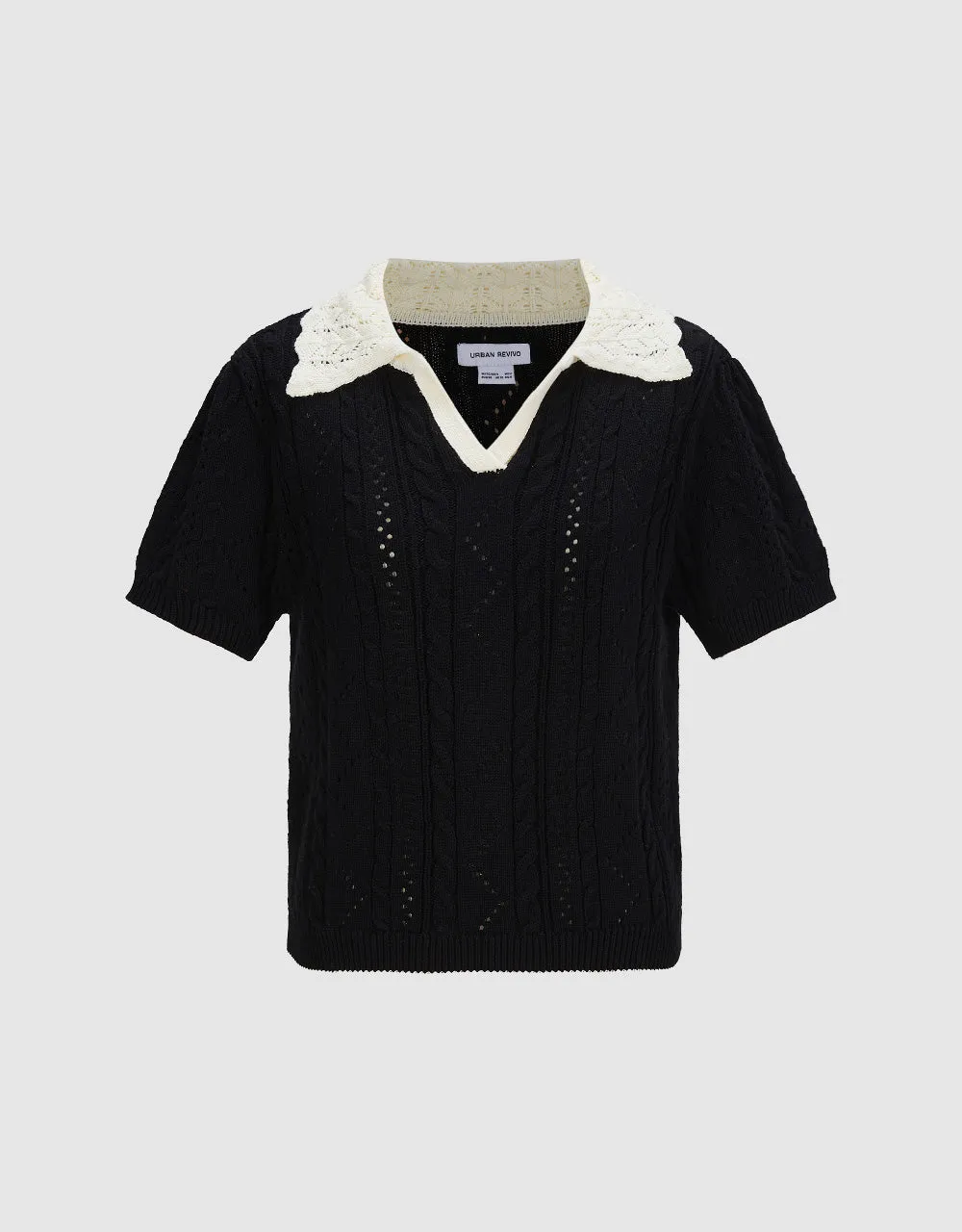 Lapel Knitted T-Shirt sold by Urban Revivo