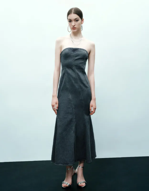 Sleeveless Off-Shoulder Denim Dress sold by Urban Revivo