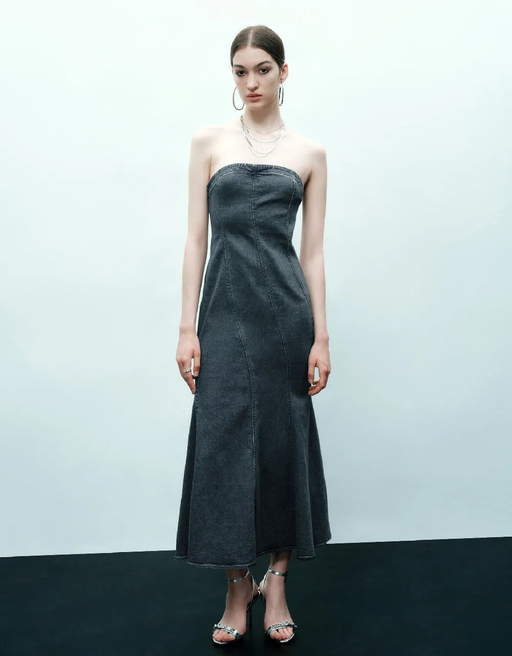 Sleeveless Off-Shoulder Denim Dress sold by Urban Revivo