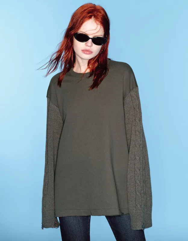 Ripped Loose Knitted T-Shirt sold by Urban Revivo