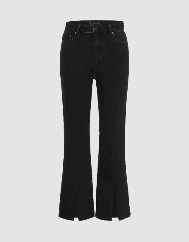 Split Hem Straight Jeans sold by Urban Revivo