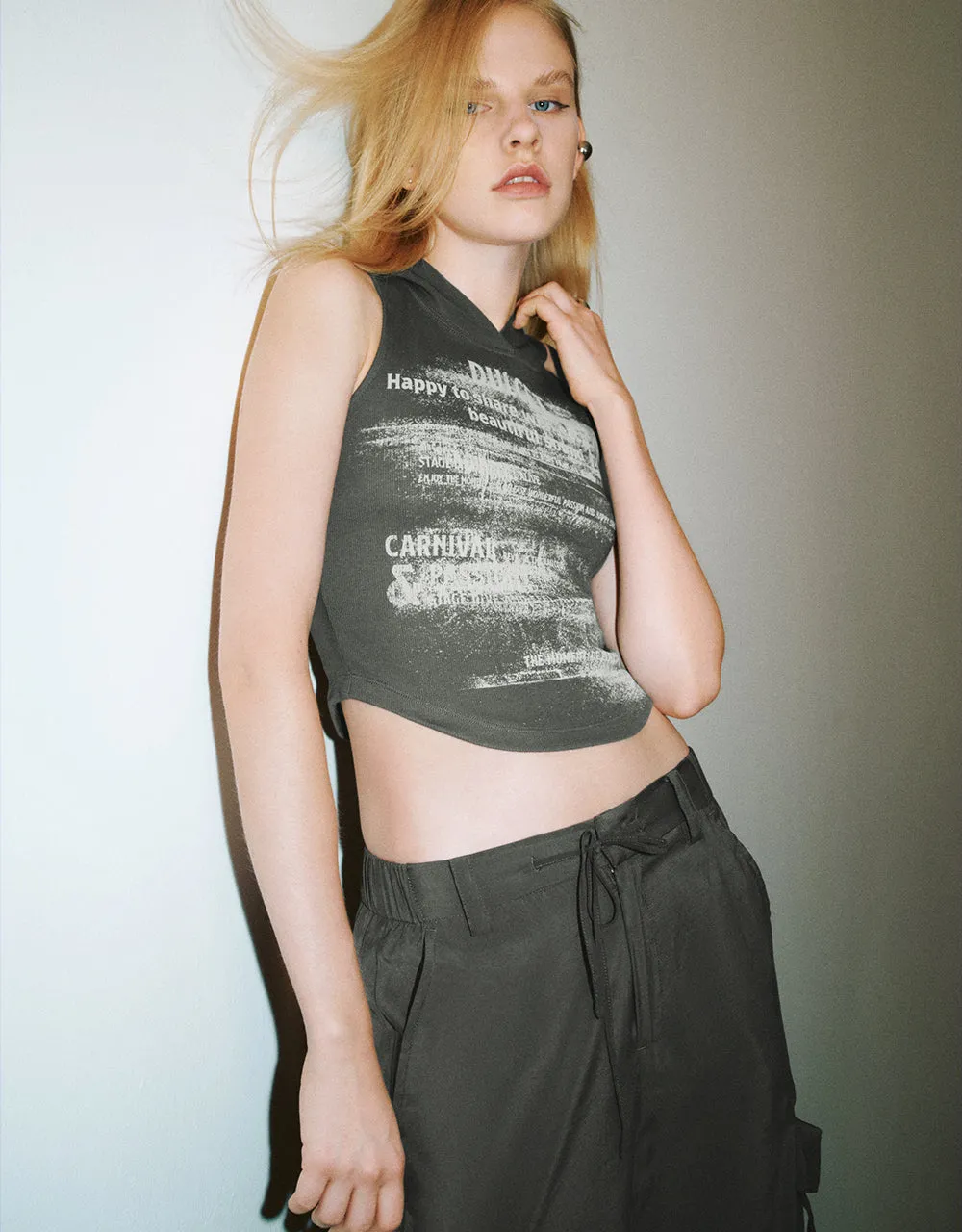 Printed Hooded Tank Top sold by Urban Revivo product image thumbnail 3