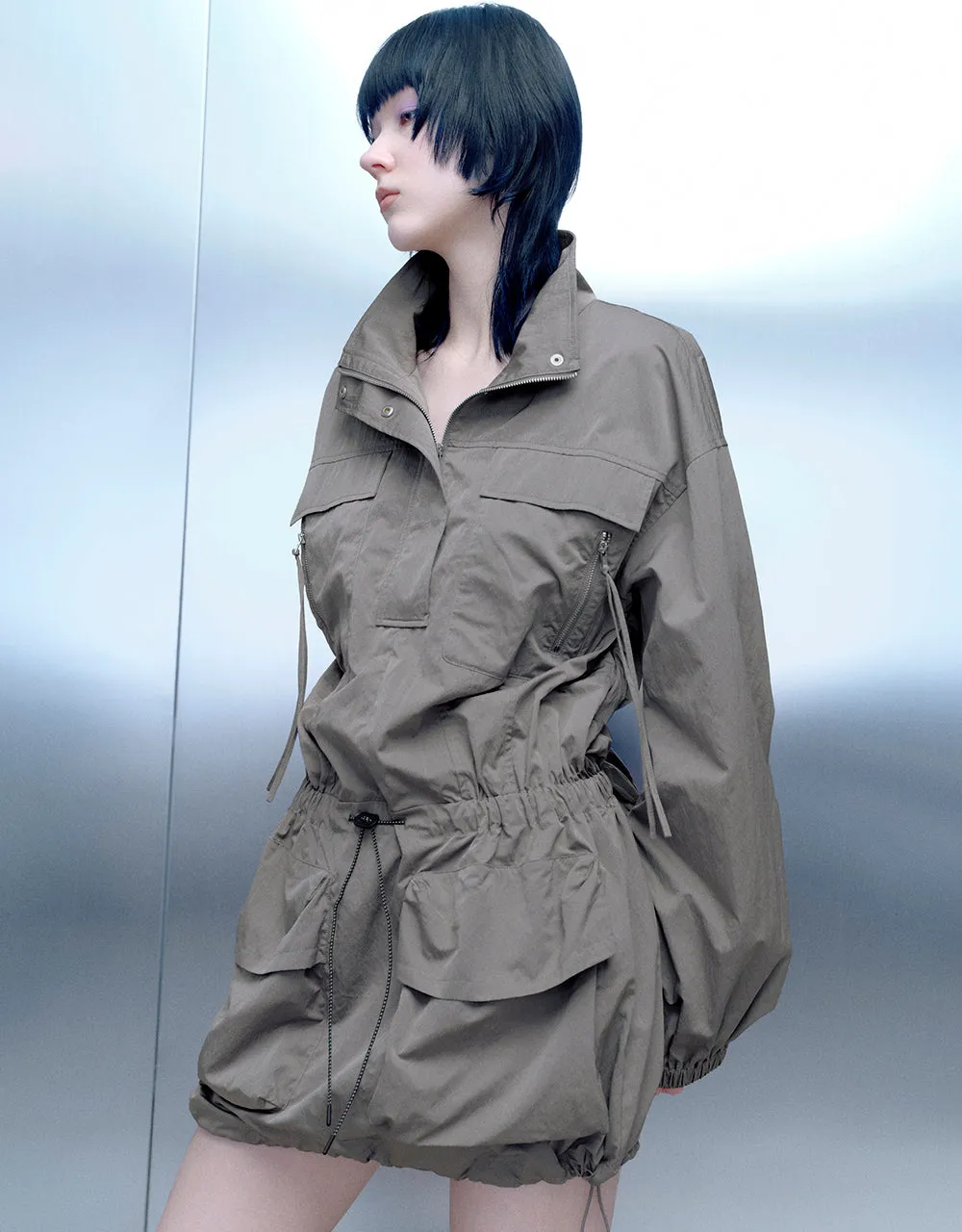 Muti Pockets Stand Collar Straight Dress sold by Urban Revivo product image thumbnail 3