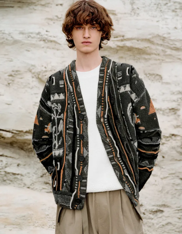 Embroidered V-Neck Knitted Cardigan sold by Urban Revivo