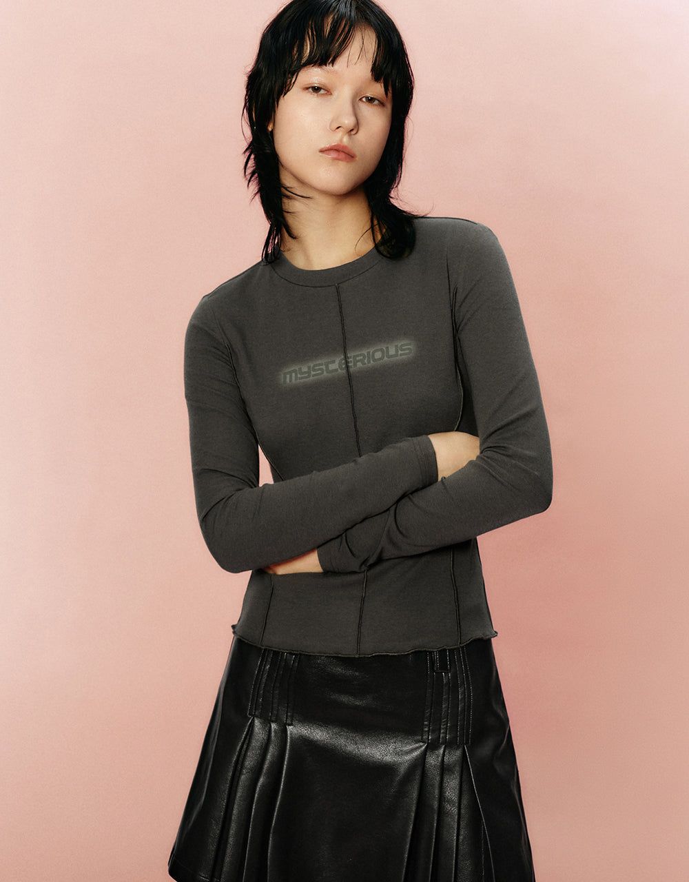 Letter Printed Crew Neck Skinny T-Shirt sold by Urban Revivo