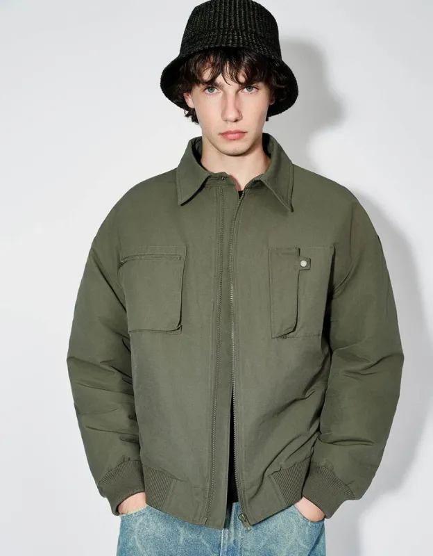 Zipper Front Straight Padded Coat sold by Urban Revivo