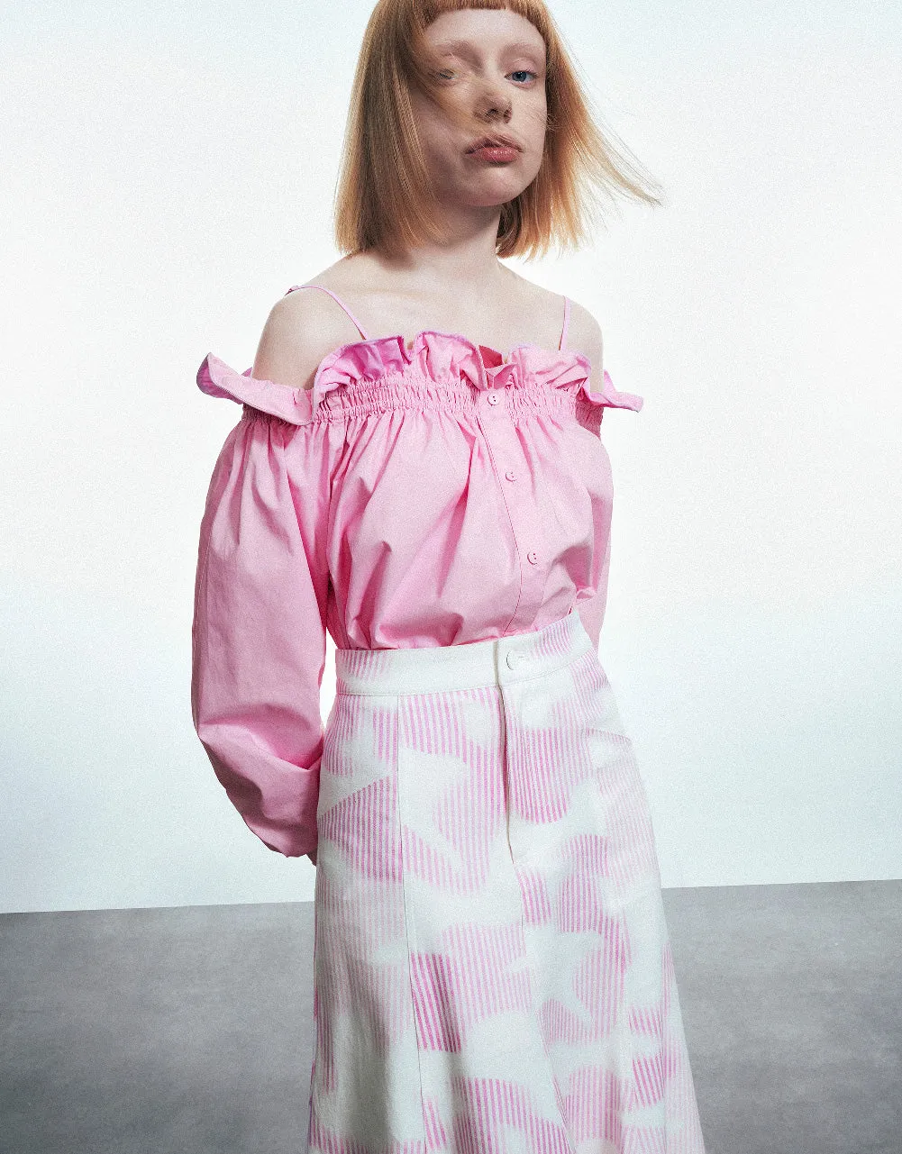 Frill Trim Off-Shoulder Shirt sold by Urban Revivo product image thumbnail 3