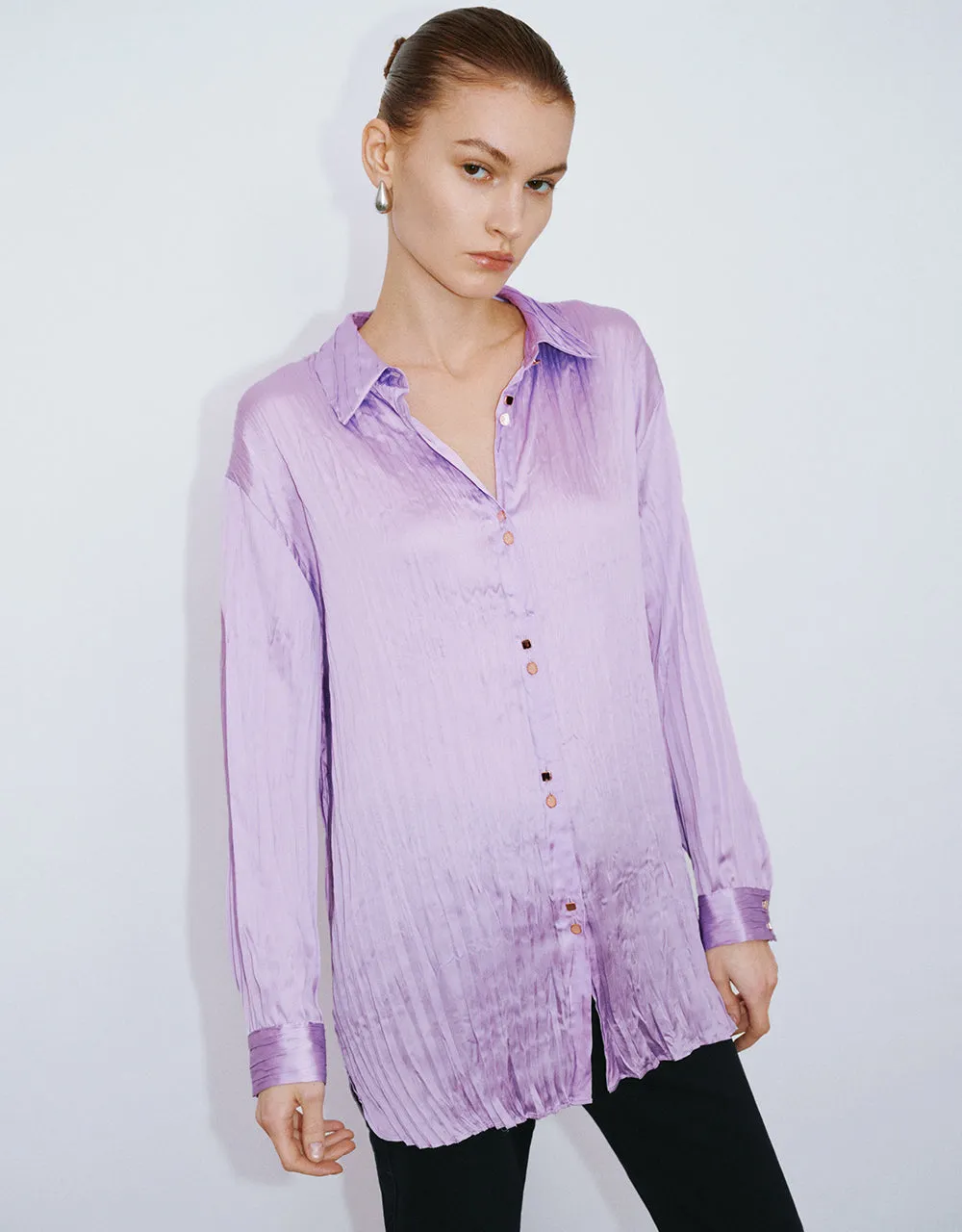 Ruched Button Up Straight Shirt sold by Urban Revivo product image thumbnail 3