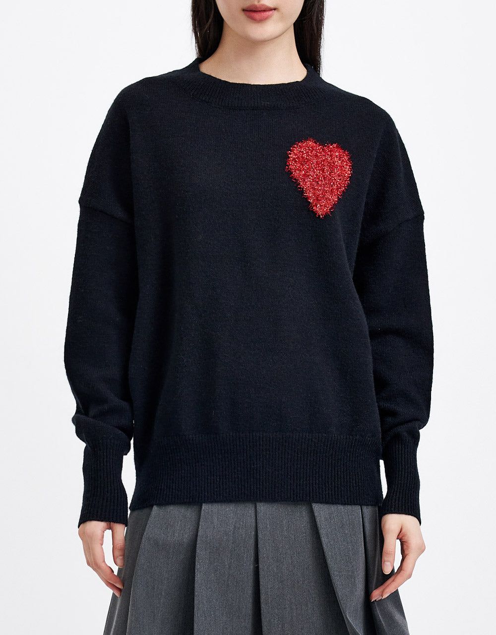 Heart Detail Crew Neck Sweater sold by Urban Revivo product image thumbnail 2