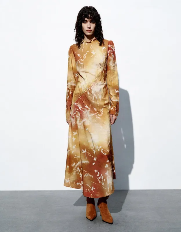 Printed Crew Neck A-Line Dress sold by Urban Revivo