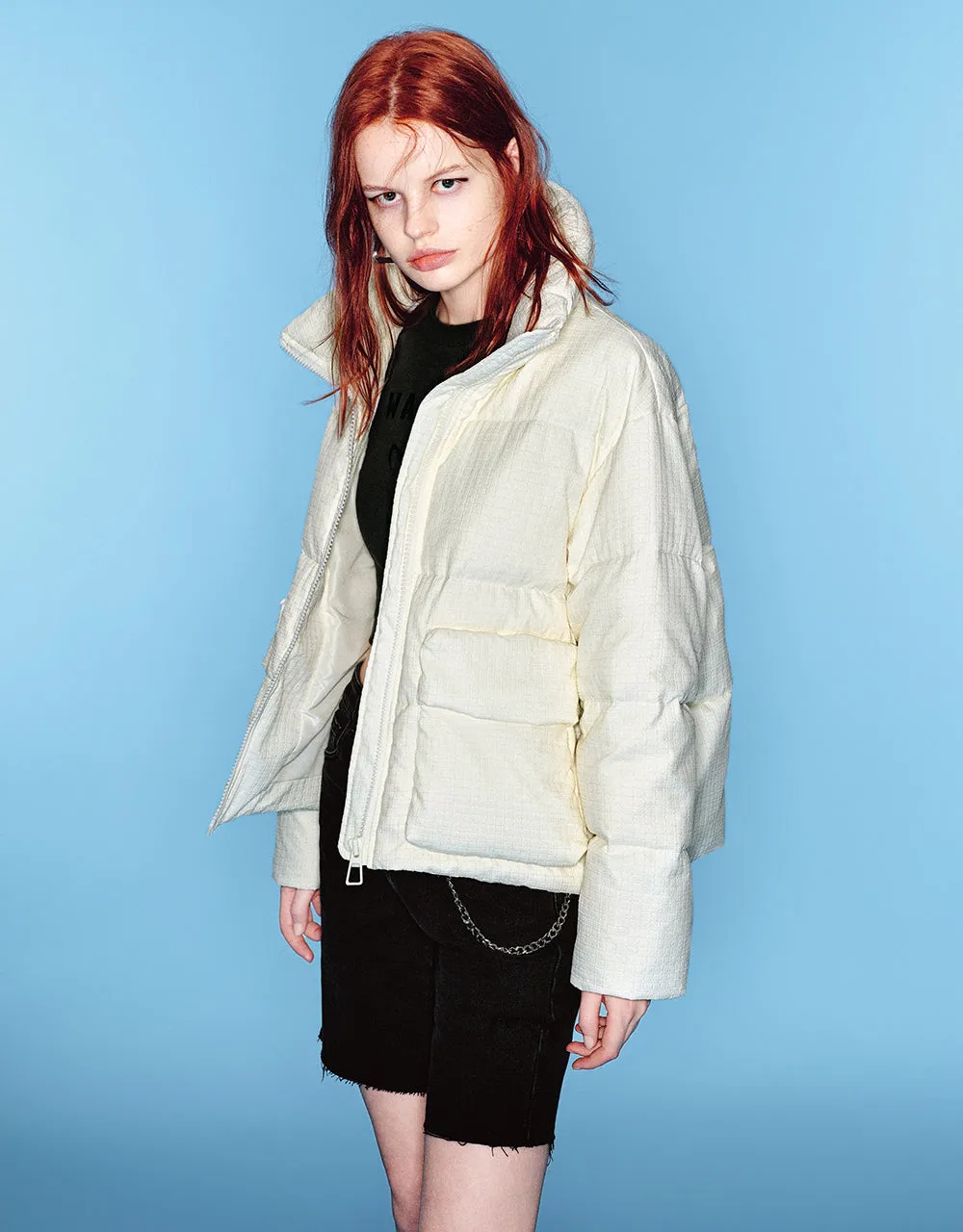 Zipper Front Stand Collar Down Jacket sold by Urban Revivo product image thumbnail 3