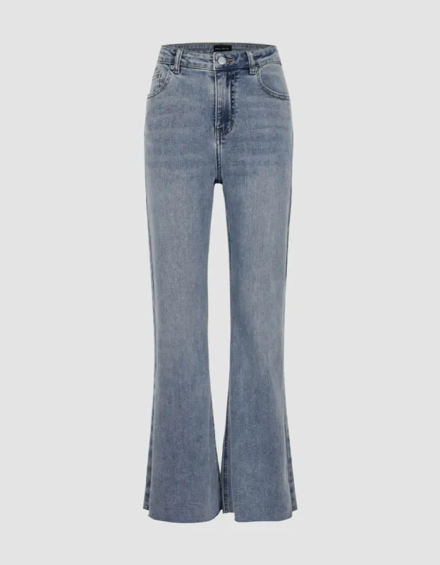 Raw Hem Flare Jeans sold by Urban Revivo