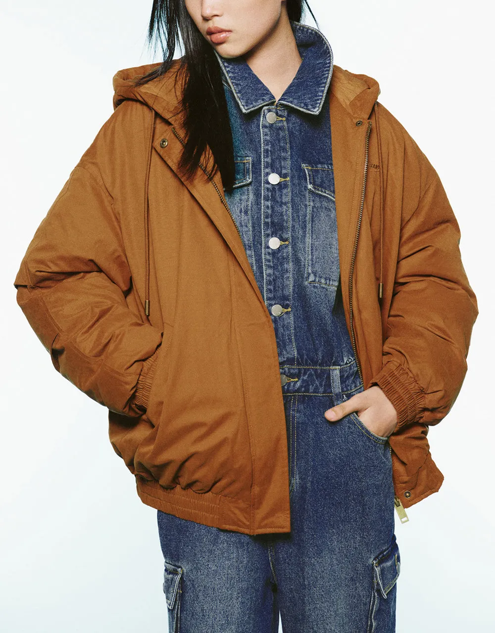 Zipper Front Loose Padded Coat sold by Urban Revivo product image thumbnail 2