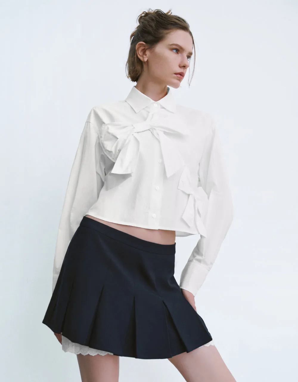 Bow Décor Straight Shirt sold by Urban Revivo