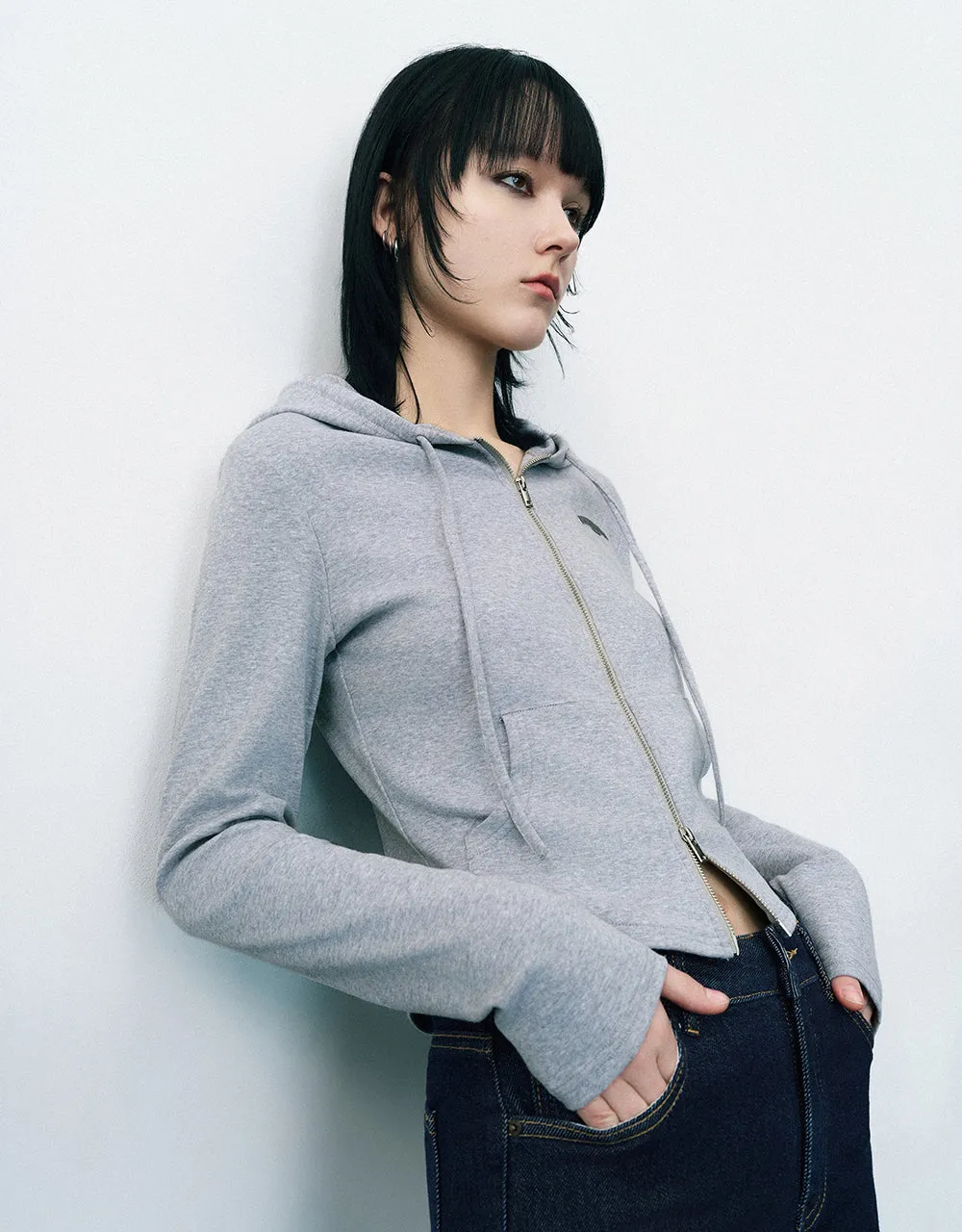 Zipper Front Hooded Knitted Jacket sold by Urban Revivo product image thumbnail 3