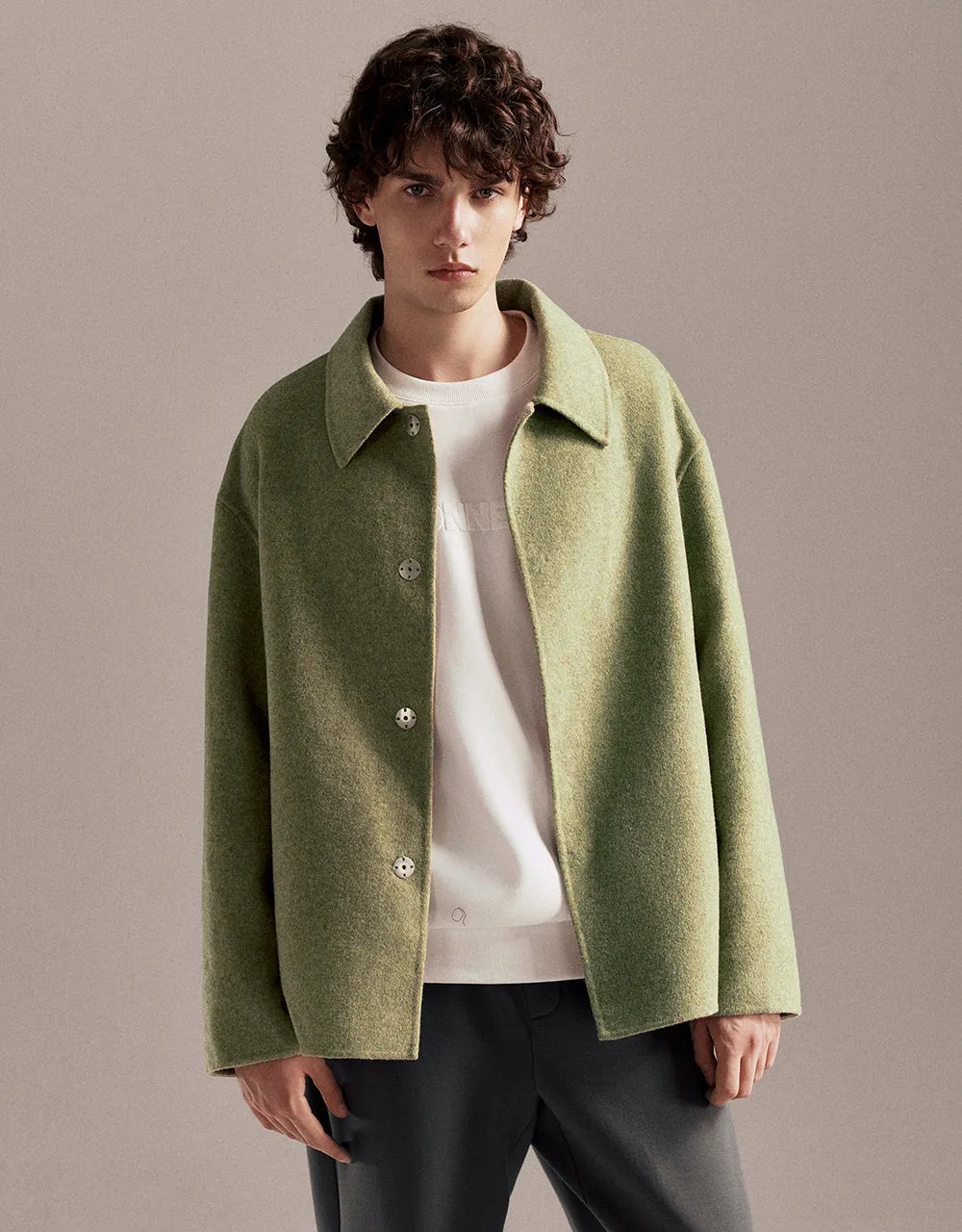 Drop Shoulder Sleeve Woolen Jacket sold by Urban Revivo