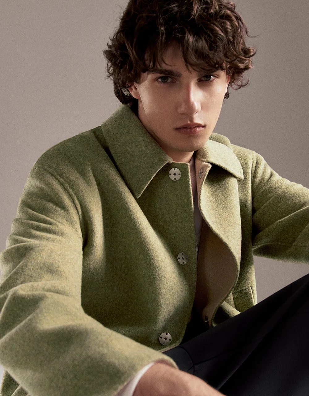 Drop Shoulder Sleeve Woolen Jacket sold by Urban Revivo product image thumbnail 5