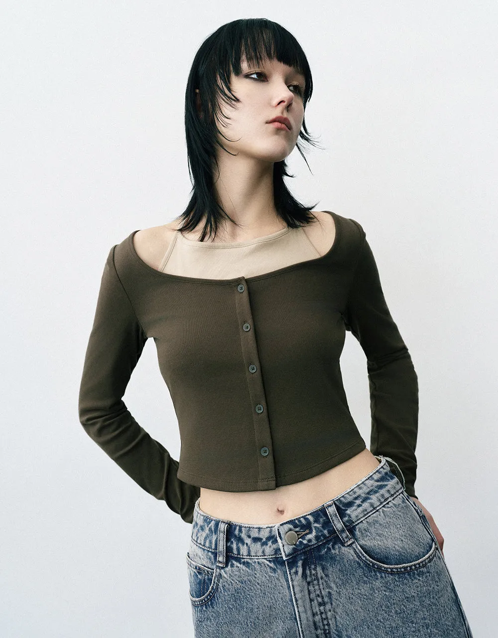 Halter Neck 2 In 1 Skinny T-Shirt sold by Urban Revivo