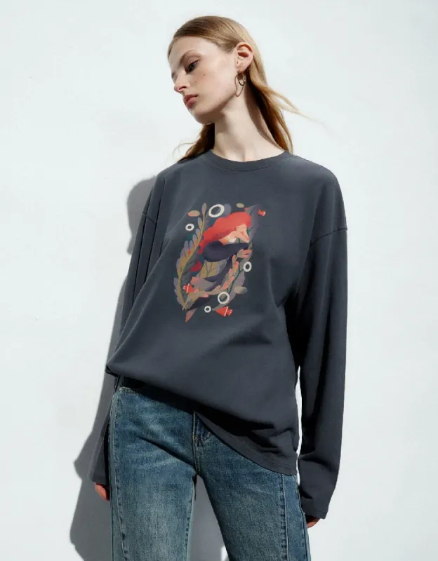 Mermaid Printed Crew Neck T-Shirt made by Urban Revivo